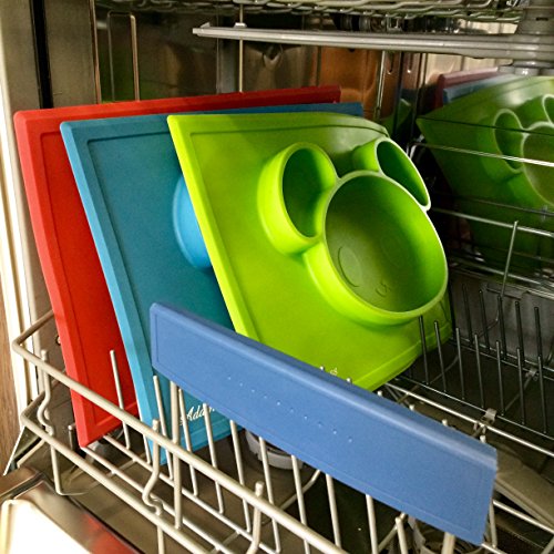 Platzdeckchen & Teller aus Silikon 2in1 – Smart Bear, Türstopper eingeschlossen / Anti-Rutsch- Essen trennende Platte für Baby, Kleinkinder und Kinder/ 3-Sektion Essenplatte und Platzmatte in verschiedenen Farben von Adamass - 5