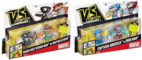 2 x VS Rip-Spin Warrior 2 Packs - Marvels Black Suit Spider-Man VS Doctor Octopus and Captain America &amp; Iron Man