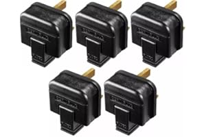 GENERIC Heavy Duty Rubber Plugs 3-Pin 13A [Black], Rewireble Permaplug, Manufactured to BS1363-2, Pack of 5