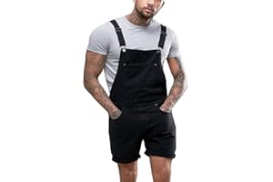 RLEHJN Herren Jeans Latzhose Kurz Overall, Arbeitshosen Kurz Jeanshose Denim Arbeitslatzhose, Jumpsuit Multifunktion Hose Arbeitskleidung Verstellbarer Schultergurt Sommerhose Freizeit Latzshorts