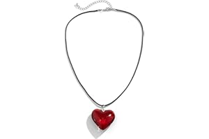 GAUEIOUR Large Red Love Necklace,Red Glass Heart Pendant Necklace, Fashionable and Versatile Collarbone Chain,Beautiful Love Women's Necklaces
