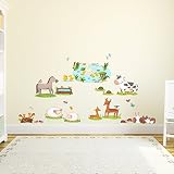 Decowall DW-1403 Feld mit Tieren Wandsticker Wandaufkleber Wandtattoo Kinderzimmer - 3