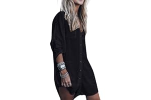 Tuopuda Copricostume Donna Mare, Abiti Lunghi Estivi, Camicetta Scollo a V, Camicia in Cotone, Vestiti Corti, Costume da Bagno, Bikini Cover Up per Piscina Mare Estate Vacanza
