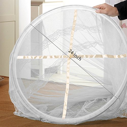 Moskitonetz, Vitutech Fliegennetz Mückennetz Insektennetz Spitze Betthimmel Rund Moskitonetz für Einzel oder – Doppelbetten Indoor or Outdoor – Travel Insekten Malaria Schutz Weiß - 2