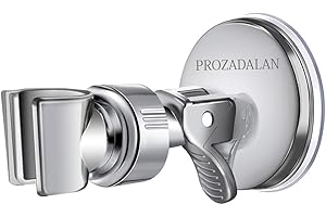 PROZADALAN Duschkopfhalterung Saugnapf, Verstellbarer Brausehalter Bad Saugnapf mit 360°drehbar Brausehalter für Handbrause, Abnehmbarer Handbrause Halterung und an der Wand montierte Saughalterung (Silver-1PCS)
