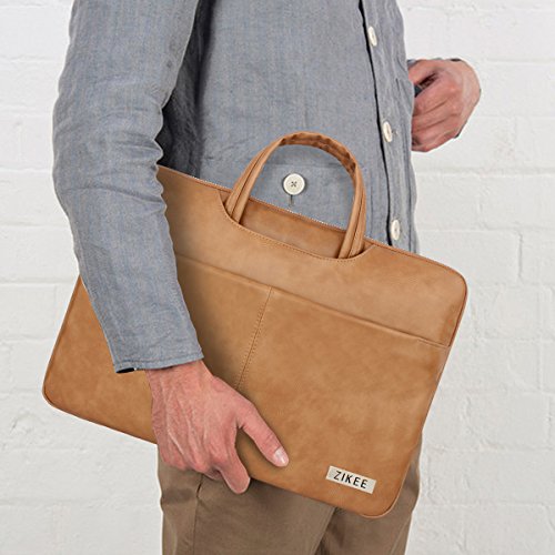 Zikee 15-15,4 Zoll MacBook Pro / Air Kunstleder tasche Laptop Hülle Notebooktasche Laptoptasche mit Handgriff und diversen Taschen. Stilvolle, wasserfeste Business-Aktentasche für den Schutz Ihres MacBooks (Braun,15,4) - 7