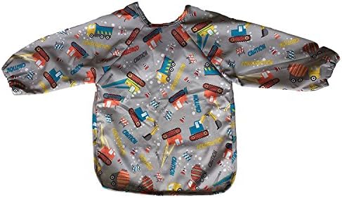 Splats Waterproof Long Sleeve Bib For Babies and Toddlers - Diggers Large (18-36 Months)
