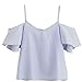 Produktbild Damen Tops Strene Loveso Frauen Reizend Trägerlose Schulterfrei Blumenmuster Kurzarm Bluse Tops T-Shirt ((Größe):46 (4XL), Blau B)