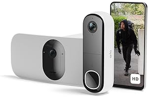 Arlo Floodlight Security Camera Outdoor and HD Video Doorbell, Quality 2K HDR, Colour Night Vision, Ringing Alarm Siren, Up to 3000 Lumen, 2-Way Talk, Free Trial of Arlo Secure