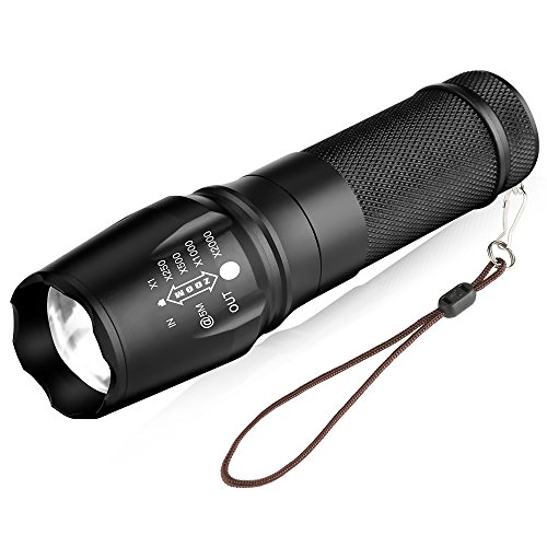 BAKTH Super Helle CREE XML T6 LED Taschenlampe, Einstellbarem Fokus, Wasserdicht Zoombar Taschenlampen für Camping, Wandern, Radfahren und andere