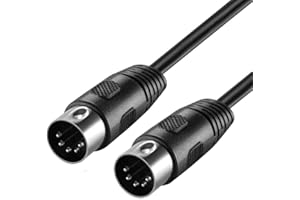 CABLEPELADO Cable audio DIN 5 pines | Cable MIDI 5 Pin para Instrumentos de controlador MIDI, Teclado Piano Secuenciador Batería Procesador Efectos Muestreador Pedal Multiefecto | Negro | 1 Metro