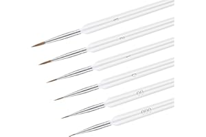 NQEUEPN 6pcs Fine Detail Paint Brush, Miniature Detail Paint Brushes with 6 Sizes Wooden Fine Tip Paint Brush for Watercolor Painting Acrylic Art Painting Model Drawing (White)