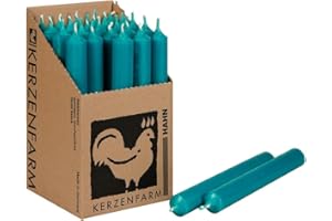 MISS LOVELY Stabkerzen 10 Stück Tafelkerzen durchgehend gefärbt Spitzkerzen für die Tisch-Deko zur Hochzeit Weihnachten & Party Farbe: Türkis-Blau Höhe:18cm