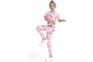 PATPAT Set di Abbigliamento Ragazze Tie Dye, T-shirt Bambina Corta + Pantaloni Vestiti Bambina, Abbigliamento Sportivo, Leggings Sportivi bambina, Completi sportivi, Tempo Libero Estivo 5-12 Anni