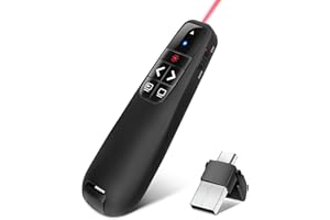 BEE&FLOWER Presentatore wireless, presentatore wireless a 2,4 GHz via USB A e USB C, presentatore rosso per presentazioni, telecomando PowerPoint wireless per Windows/Mac/PowerPoint/Keynote/Google Slides/PDF