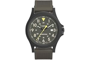 Timex Orologio da uomo Expedition Acadia da 40 mm, cinturino in silicone grigio canna di fucile, quadrante verde, cassa nera TW4B30000