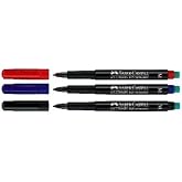 Faber-Castell Multimark 1525 Permanent Asetat Kalemi, M Ucu, 3'l&uuml; Set, Siyah-Kırmızı-Mavi