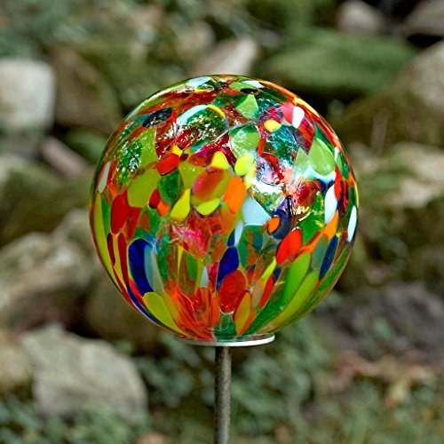 Gartenkugel, Rosenkugel, Dekokugel „POINT“ multicolor, Ø 13 cm, mundgeblasen und handgeformtes Glas Unikat (ART GLASS powered by CRISTALICA) - 4