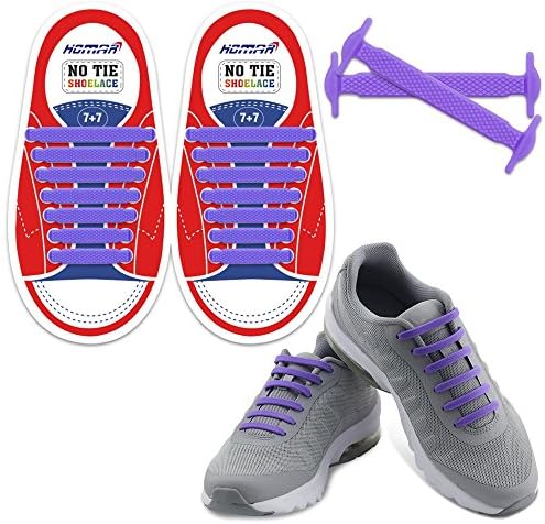 HOMAR No Tie Elastic Stretch Tieless Silicone Laces with Multicolor for Kids Adults Trainers Sneakers Boots Board Shoes Casual Shoes No Tie Rubber Shoelaces
