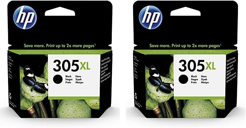 HP 3YM62AE 305XL High Yield Original Ink Cartridge, Black, (Pack of 2) Packaging may vary