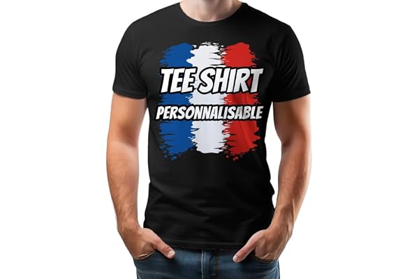 BLAK TEE — Tee Shirt Personnalisable Homme — T Shirt Personnalisé avec Votre Texte et Photo — Cadeau Personnalisé Homme — T-Shirt Personnalisé Devant et Derri?re