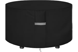 Dokon Gartenmöbel Abdeckung Wasserdicht Winddicht UV Beständiges Gartentisch Abdeckplane mit Belüftungsöffnungen Robustes Oxford-Gewebe Schutzhülle für Möbelsets Sitzgruppe Rund (Ø128x71cm) Schwarz