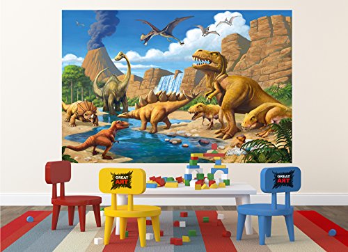 Fototapete Dinosaurier im Comic Style Wand-dekoration – Wandbild Dino Poster-Motiv by GREAT ART (210 x 140 cm) - 6