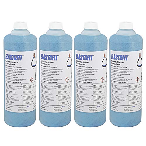 Preisvergleich Produktbild ELASTOFIT Professionell Reifendichtmittel 4x 1000 ml Flasche Ventilausdreher Handschuhe