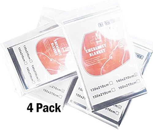 HOUWEN Unisex Emergency Mylar Space Blankets(4 Pack) Silvery White 83"x55"