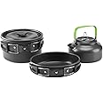 aiGear Camping Cookware Set, Portable Outdoor Cooking Mess Kit with Storage Bag Pot Pan and Teapot Set Camping Accessories for Backpacking Hiking Trekking Picnic