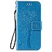 Price comparison product image C-Super Mall-UK Apple iPhone 5 / 5S / SE Case, Embossed Tree Cat Butterfly Pattern PU Leather Wallet Stand Flip Case for Apple iPhone 5 / 5S / SE(Not For Apple iPhone 5C) (blue)