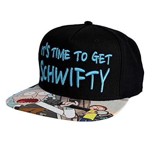Preisvergleich Produktbild NJ SCREENPRINTS Rick and Morty Snapback Cap Get Schwifty schwarz