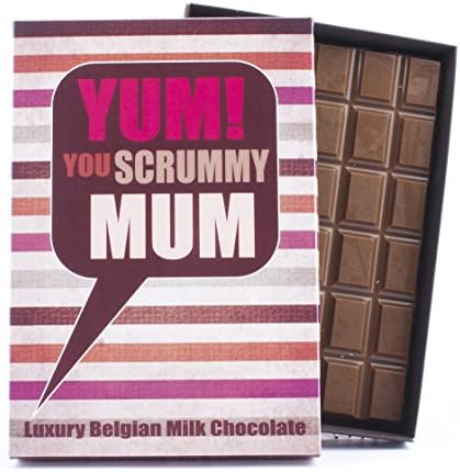 Lovely Mum Novelty Chocolate Gift 85 Gram Best Luxury Belgian Boxed Bar Box of Belgian Chocolates for Mom on Mother’s Day or Birthday Mummy with Funny Greetings Card Humor