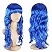 Popamazing Multicolor Chic Long Curly Wavy Hair Wig Cosplay Party Fancy Dress (Blue)