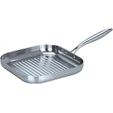Fackelmann Vita3 Stainless Steel Grill Pan 28 cm, Triply Stainless Steel with Triple Diffuser Bottom, Non-Stick, PFA-Free, Su