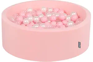 KiddyMoon 90X30cm/200 Bolas ∅ 7Cm Piscina De Bolas para Ninos Hecha En La UE, Rosa:Rosa Clr/Perla/Transparente