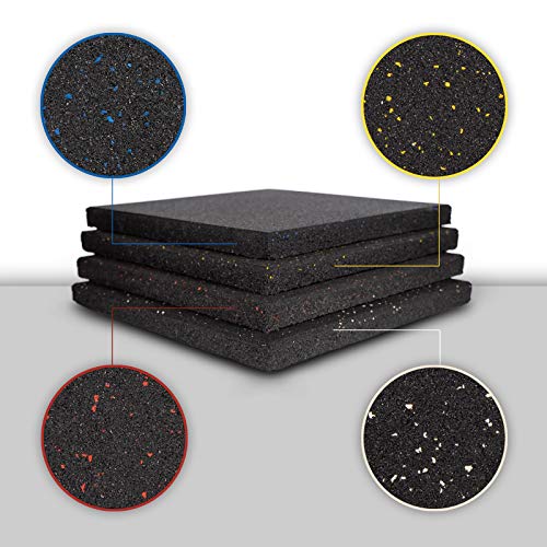 etm Tapis de Protection de Sol - Dalles Amortissantes | Tapis Fitness Anti-Chute | Certifié NF & Normes Européennes | Dalle Caoutchouc 40mm Epaisseur | Noir/Bleu (1 pièce 50x50cm)