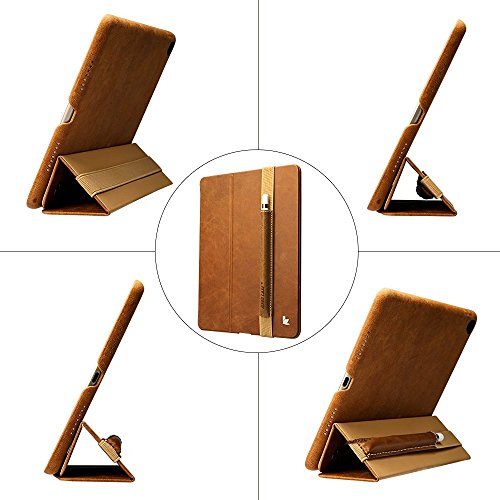 Jisoncase Klasse Halter Apple Pencil Leder Stiftehalter für Apple 9.7 Zoll / 12.9 Zoll iPad Pro Stift Ledertasche Hülle aus echtem Leder, braun, JS-APL-01A20 - 5