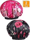 gorro saten amazon Cantidad: 2 piezas en total, incluye 1 pieza negra floral y 1 rosa roja floral o 1 azul floral, conveniente para lavar y cambiar