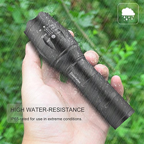 Zoombar Superhelle Taktische LED Taschenlampe – Coomatec SD-100 Outdoor Wasserdicht LED Camping Handlampe, Mit einstellbarem Fokussierbar, 900 lumen - 3