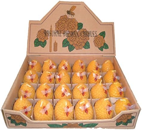 Green Pastures Wholesale Small Beehive Beeswax Yellow Candles, Set of 24