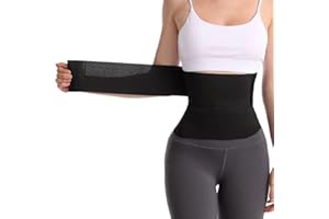 KEWUF 1 PCS 3 en 1 Ceinture Abdominale Femme, 3-Mètre Maintien Lombaire Post-Partum, Réglable Respirant Noir