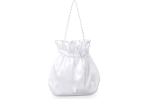 XUNIEA Sacs de Mariée en Satin Blanc Sacs à Main de Demoiselle d'Honneur Poupée de Fleur Sac de Mariage Sac de Communion Pochettes de Mariage Pochette de Mariée pour Femmes Fête de Mariage