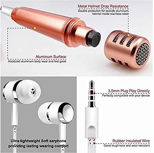 jeyplus, 2018Â nuovo interno orecchio per il piacere Mini Jack 3.5Â mm Studio microfono professionale karaoke Micro portatile per tutti gli smartphone come iPhone, iPad, Samsung, HTC, ecc...