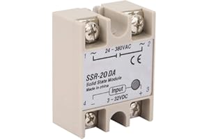 QITER Solid State Relay, SSR-20DA DC Control AC 20A Solid State Relay Module Input 3-32V DC to 24-380V AC