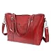 Produktbild Klighten Damen Umhängetasche Ledertasche -Vintage Echtes Leder Messenger Bag Tote Schultertasche Handtasche Große Kapazität, Rot