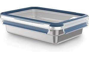 ‎EMSA Emsa Clip & Close auslaufsichere Edelstahl-Frischhaltedose, 1,2 Liter Fassungsvermögen, rechteckig, spülmaschinenfest, backofenfest, N1150500