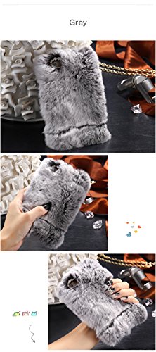 iPhone 5S/SE Case, FLOVEME [Imitation Rabbit Hair ] [Washable] [Adorable Case] [Ultra Soft ] Fluffy Villi Faux Fur Plush Protective Phone Cover,Cute Case for iPhone 5S/SE - grey