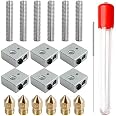 Eboxer 3D-Drucker Extruder Kit – Mit 10x Düsen (0,4mm) & 10x Leitungsrohren (30mm), Alu-Heizblock | Für 1,75mm Filament, MK8, I3, Anet A8 & Mehr