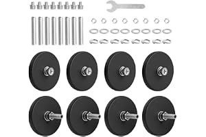 8 st gummerade neodymmagneter 43 mm med gänga, med M5-skruvar och muttrar, 12 kg vidhäftningskraft, för fordon, lampor, instr